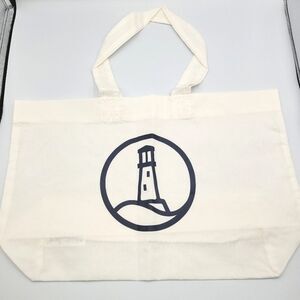 New Lands' End Reusable White Washable Lighthouse Tote Bag